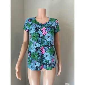 Lilly Pulitzer T-Shirt Size Small Etta V-neck Floral Spring comfy Summer #49